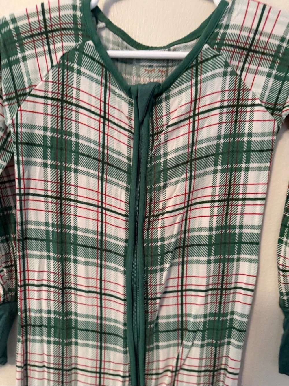 Little Sleepies Green Plaid Zip Footie